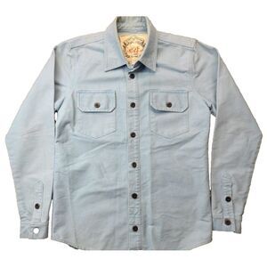 VTG Mens Western Denim Chip & Pepper Long Sleeve Denim Shirt Shaket Light Blue